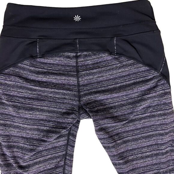 Athleta Black & Purple Capri Leggings Size M - Picture 4 of 6